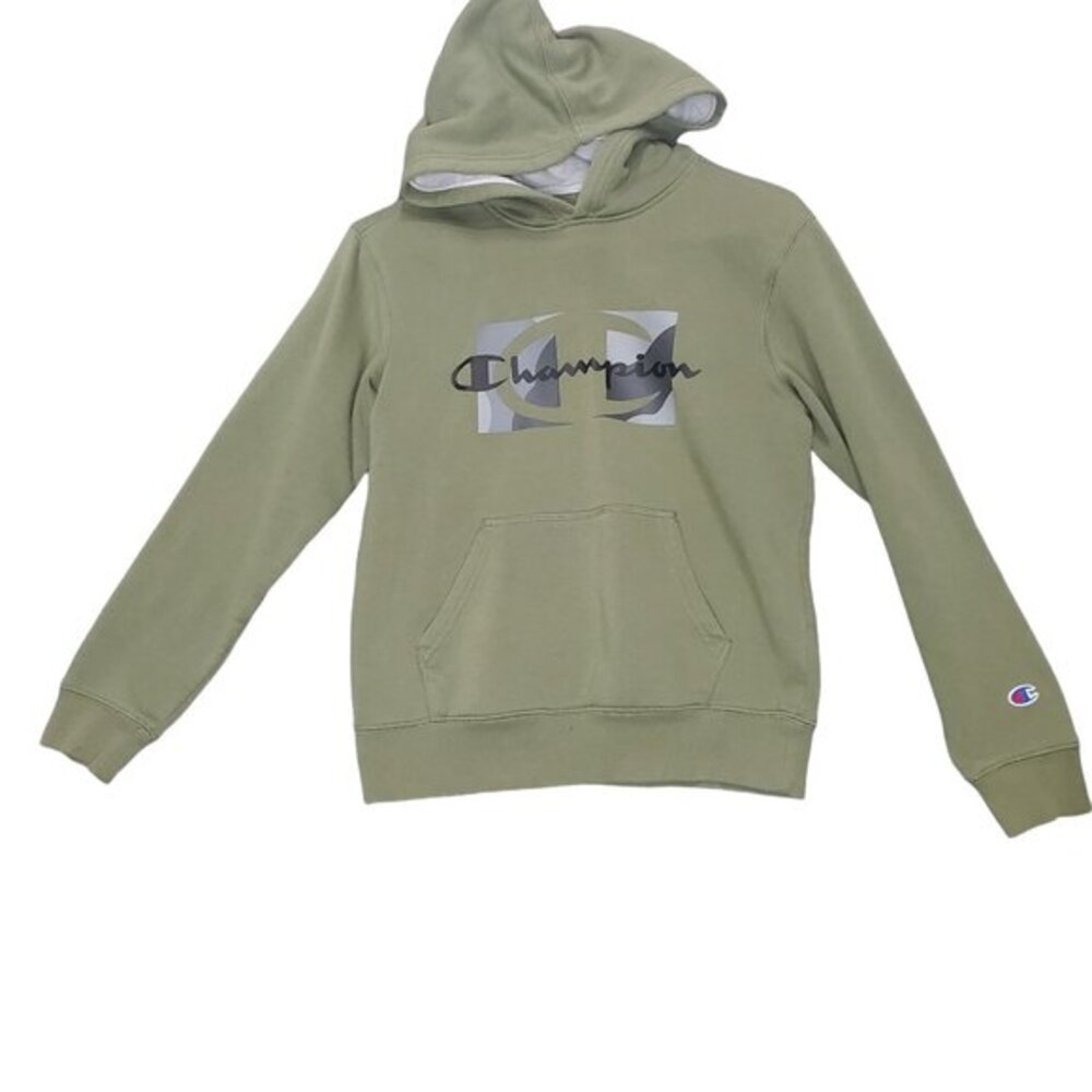 CHAMPION Womens Hoodie SZ L Pullover Green Camo logo cotton‎ blend pocket